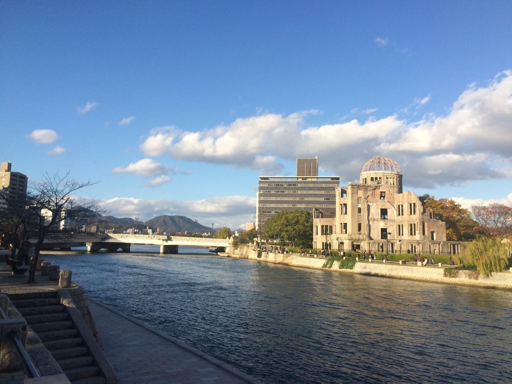 Across the river from the museum is the actual memorial, with the "Atomic Bomb Dome" building.